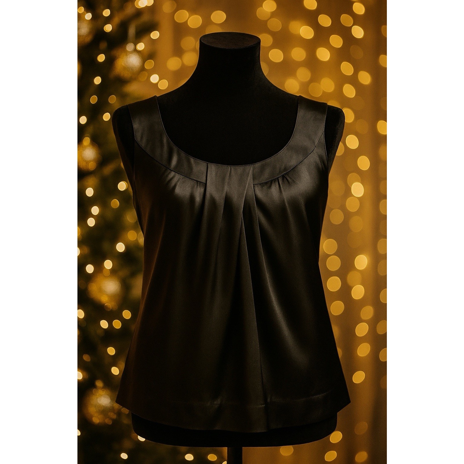 Tory Burch Margaret Black Silk Top - 10 Sleeveless Classic, Luxury Capsule $298